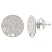 Clous d'oreilles rond 12 mm - motif fleur - Acier inoxydable 316L x2