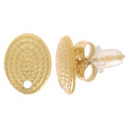 Clous d'oreilles ovales texturés 10x7.5 mm - Acier inoxydable 304L Doré x2|raw }}