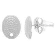 Clous d'oreilles ovales texturés 10x7.5 mm - Acier inoxydable 304L x2