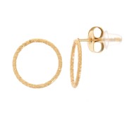 Boucles d'oreilles cercle évidé effet diamanté 10mm -Acier inoxydable 304L Doré x2