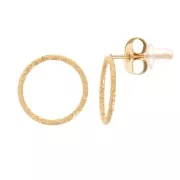 Boucles d'oreilles cercle évidé effet diamanté 10mm -Acier inoxydable 304L Doré x2
