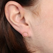 Boucles d'oreilles cercle évidé effet diamanté 10mm Acier inox 304L Doré x2