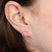 Boucles d'oreilles cercle évidé effet diamanté 10mm Acier inox 304L Doré x2