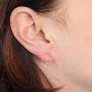 Boucles d'oreilles cercle évidé effet diamanté 12mm -Acier inoxydable 304L Doré x2