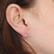 Boucles d'oreilles cercle évidé effet diamanté 12 mm - Acier inoxydable 304L x2