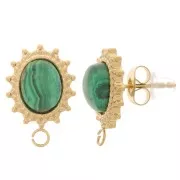 Clous d'oreilles ovale 16x11 mm pour cabochon 8x6 mm - Acier inox 316L Doré x2