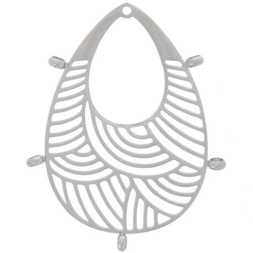 Pendentifs gouttes ajourés 32x25 mm - 5 anneaux fermés - Acier inoxydable 316L x2