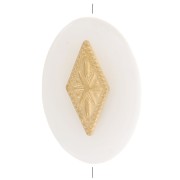 Perle ovale plate 13x9 mm en nacre avec losange en acier inox 304 Doré x1