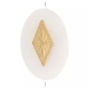 Perle ovale plate 13x9 mm en nacre avec losange en acier inox 304 Doré x1