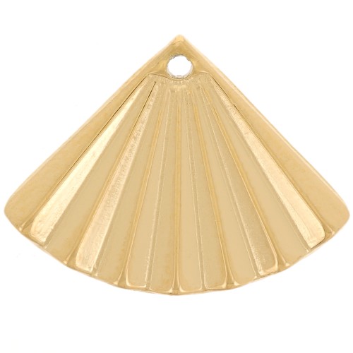 Breloque éventail effet plissé 15x20 mm - Acier inoxydable 304L Doré x1
