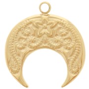 Breloque demi-lune 17x15.5 mm - motif arabesques - Acier inoxydable 316L Doré x1|raw }}
