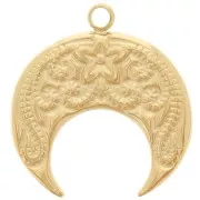 Breloque demi-lune 17x15.5 mm - motif arabesques - Acier inoxydable 304 Doré x1