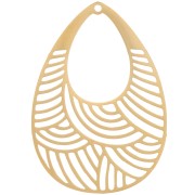 Pendentif goutte ajouré 30x21 mm - Acier inoxydable 316L Doré x1