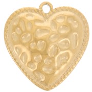 Pendentif coeur bombé martelé 18x17 mm - Acier inoxydable 304L Doré x1|raw }}