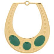 Pendentif design texturé 25x21 mm avec résine époxy - Acier inox 316L Doré - Vert|raw }}