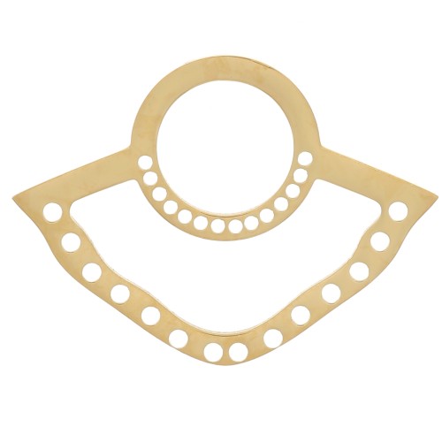 Pendentif éventail 14x19 mm multi-trous pour tissage - Acier inox 316L Doré x1