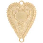 Intercalaire coeur travaillé 29x21 mm pour cabochon 8x6 mm - Acier inox 316L Doré