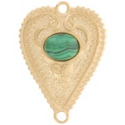 Intercalaire coeur travaillé 29x21 mm pour cabochon 8x6 mm - Acier inox 316L Doré