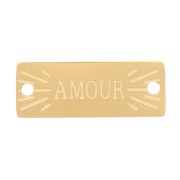 Intercalaire rectangle 13x5 mm - motif Amour - Acier inoxydable 316L Doré x1|raw }}