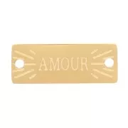Intercalaire rectangle 13x5 mm - motif Amour - Acier inoxydable 316L Doré x1