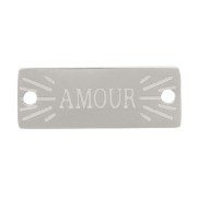 Intercalaire rectangle 13x5 mm - motif Amour - Acier inoxydable 316L x1|raw }}