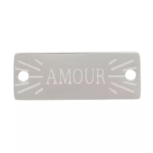 Intercalaire rectangle 13x5 mm - motif Amour - Acier inoxydable 316L x1