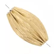 Perle olive striée 10x6 mm - Godron - Acier inoxydable 304L Doré x1