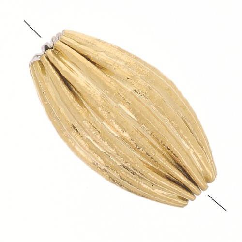 Perle olive striée 10x6 mm - Godron - Acier inoxydable 304L Doré x1