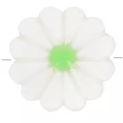 Perle fleur marguerite 12 mm en nacre - Blanc - Vert x1