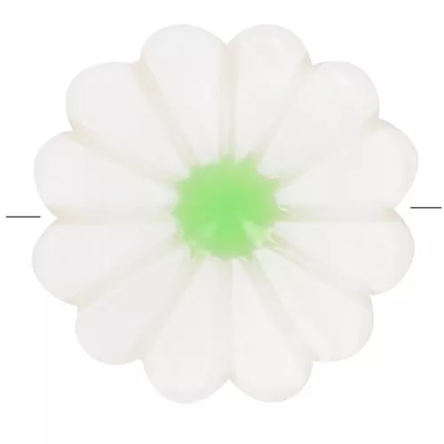Perle fleur marguerite 12 mm en nacre - Blanc - Vert x1
