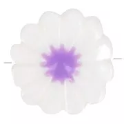 Perle fleur marguerite 12 mm en nacre - Blanc - Violet x1