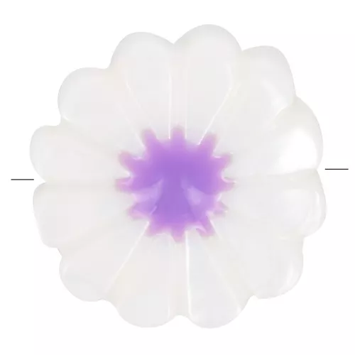 Perle fleur marguerite 12 mm en nacre - Blanc - Violet x1