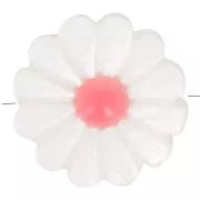 Perle fleur marguerite 12 mm en nacre - Blanc - Corail x1