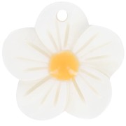 Pendentif fleur marguerite 20 mm en nacre - Naturel - Orange x1