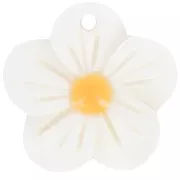 Pendentif fleur marguerite 20 mm en nacre - Naturel - Orange x1