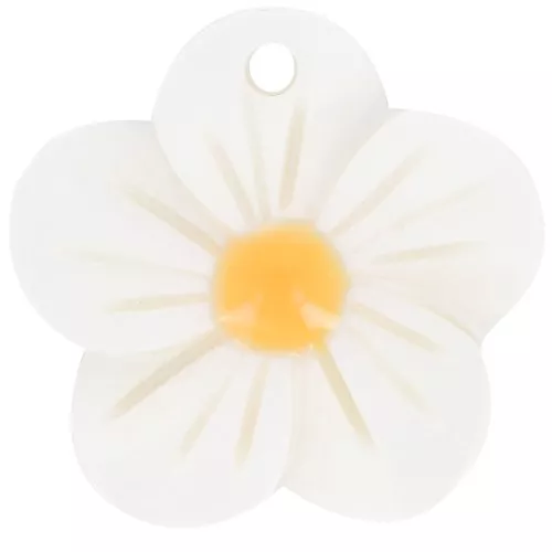 Pendentif fleur marguerite 20 mm en nacre - Naturel - Orange x1
