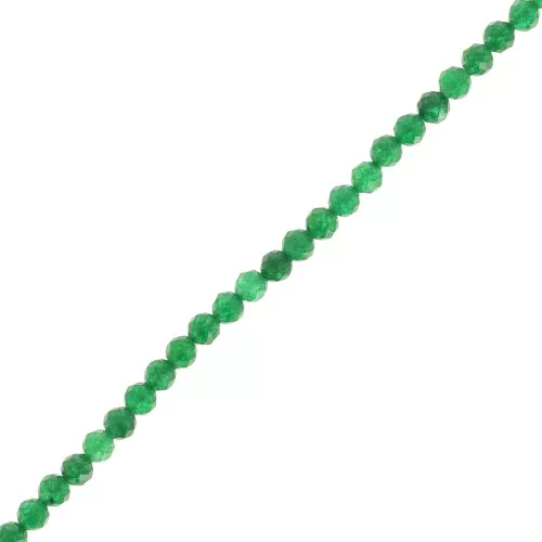 Perles rondes facettées 2.5 mm en pierre gemme - Jade teinté - Vert foncé x38cm