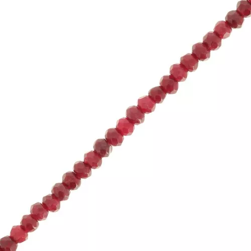 Perles rondelles aplaties facettées 3x2mm en gemme - Jade teinté - Bordeaux x34cm