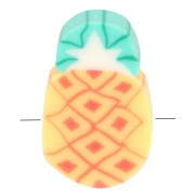 Perles ananas en pâte polymère 11x7.5 mm - Orange - Vert x4
