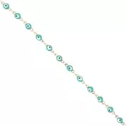 Chaîne fantaisie avec oeil époxy 4.5 mm Acier inox 304 Doré - Vert Turquoise x1m