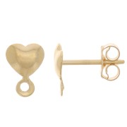 Clous d'oreilles coeur 7x5 mm avec anneau fermé - Gold Filled - or laminé x2|raw }}