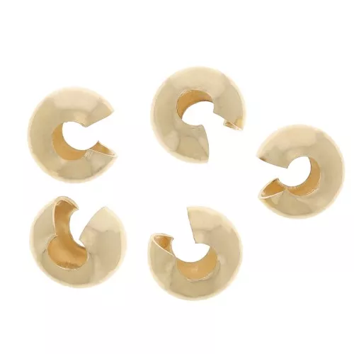 Caches perles à écraser 5 mm - Gold Filled (or laminé) x4