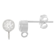 Clous d'oreilles 4.5 mm avec oxyde de zirconium - Argent 925 - Crystal x2