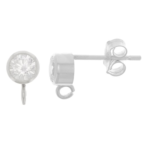 Clous d'oreilles 4.5 mm avec oxyde de zirconium - Argent 925 - Crystal x2