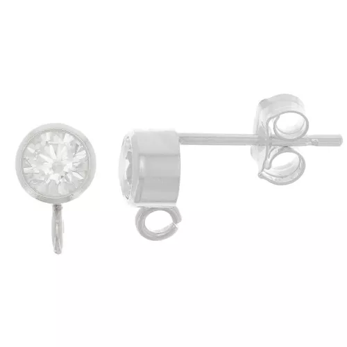 Clous d'oreilles 4.5 mm avec oxyde de zirconium - Argent 925 - Crystal x2