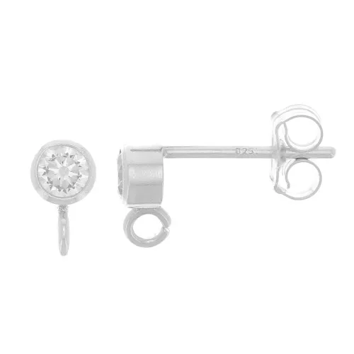 Clous d'oreilles 3.5 mm avec oxyde de zirconium - Argent 925 - Crystal x2