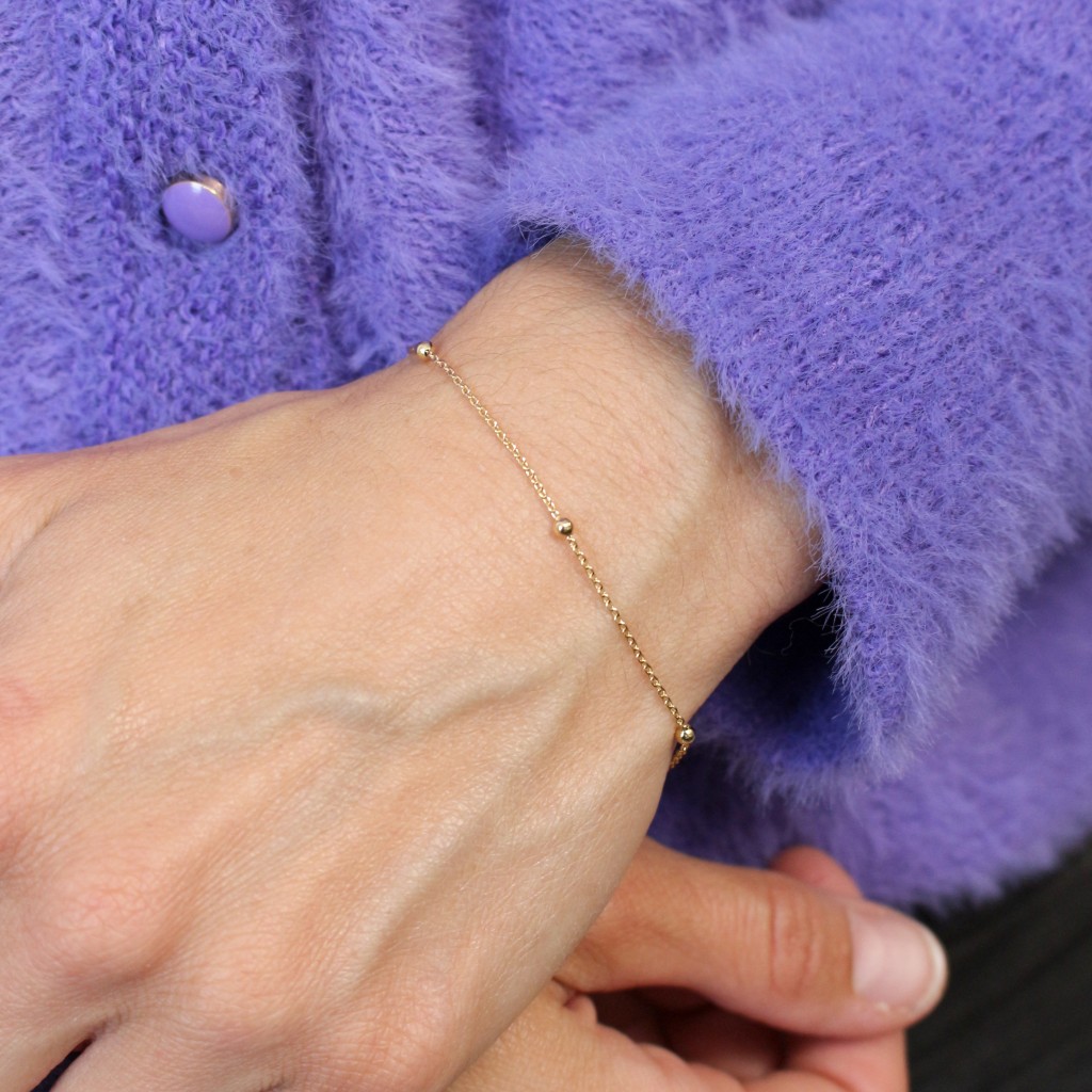 Bracelet Femme Maille Figaro Alternée & Perles En Plaqué Or 18k - Bijouxia - Neuf Avec Étiquettes