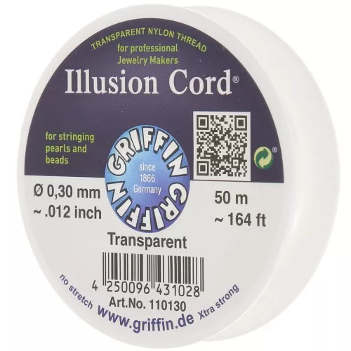 Fil nylon invisible 0.30 mm - illusion cord - Griffin - Transparent x50m
