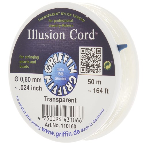Fil nylon invisible 0.60 mm - illusion cord -  Griffin - Transparent x50m
