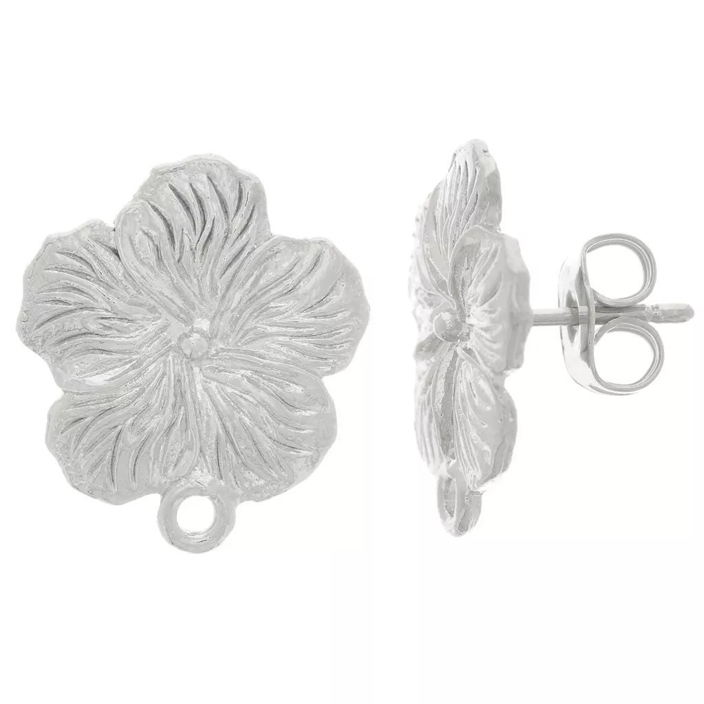 Boucles D'oreilles Clous Fleurs En Cristal Strass Argenté - Parisienne - Neuf Avec étiquettes